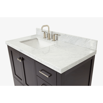 Ariel Cambridge  43" Modern Espresso Left Offset Single Rectangle Sink Vanity