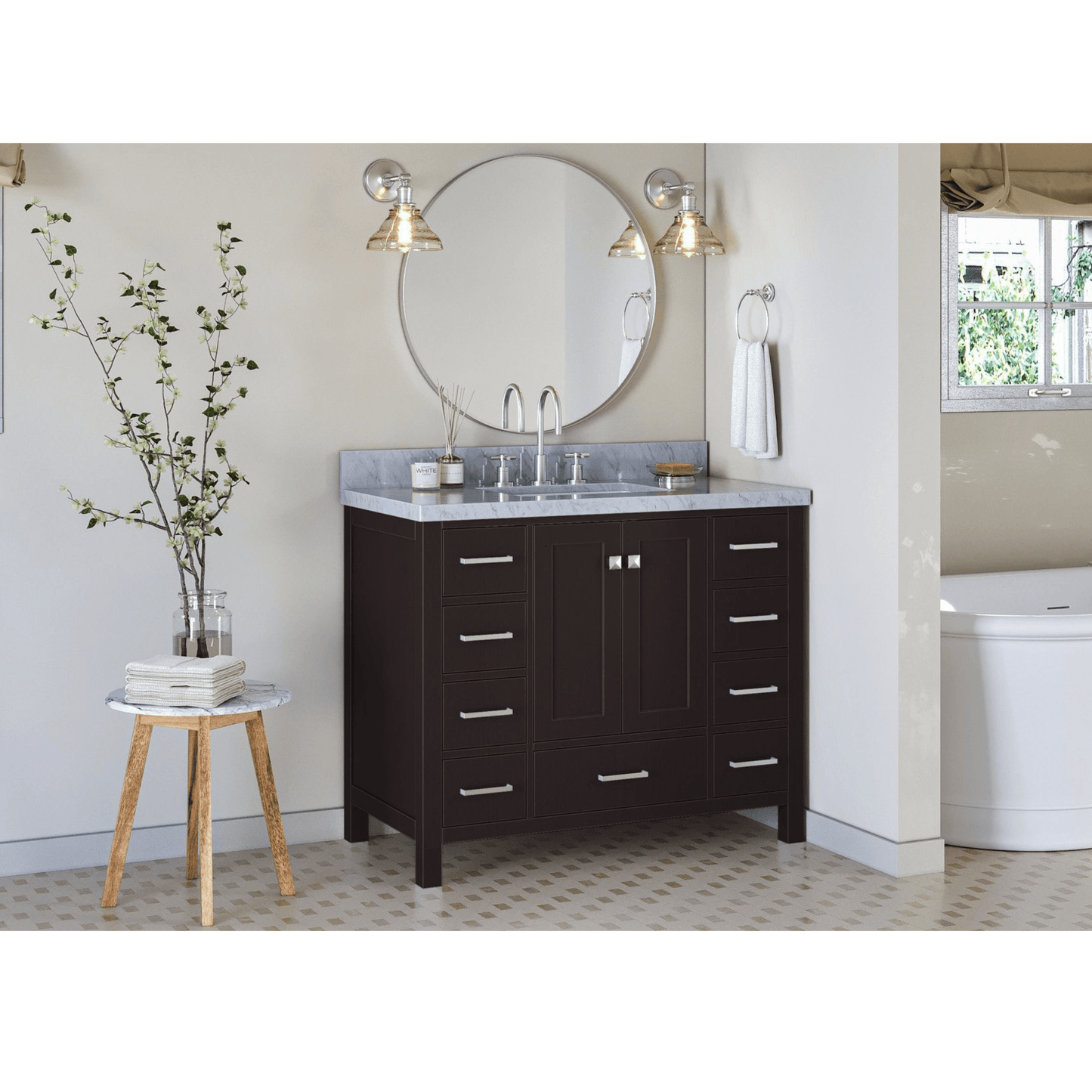 Ariel Cambridge  43" Modern Espresso Single Rectangle Sink Vanity