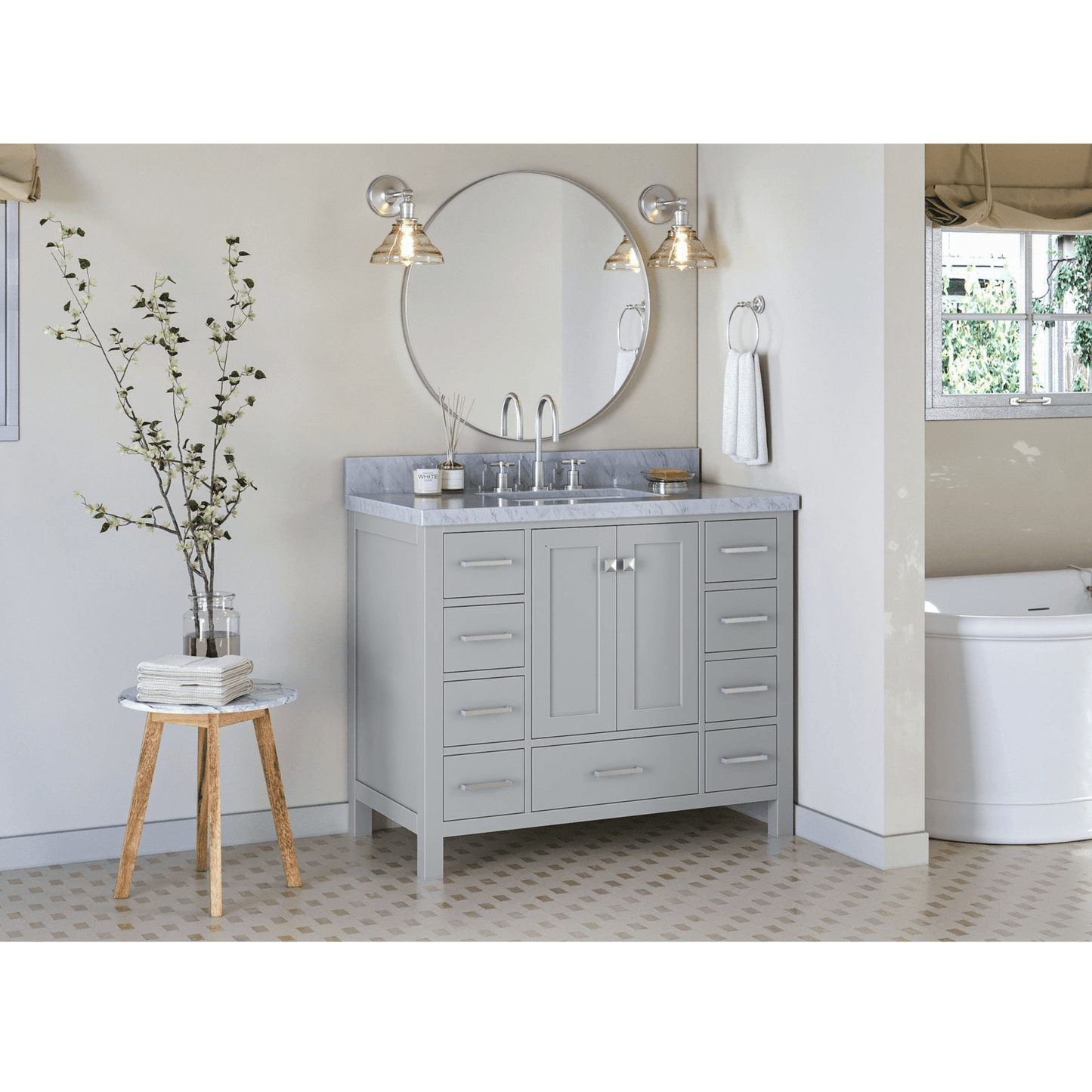 Ariel Cambridge  43" Modern Grey Single Rectangle Sink Vanity