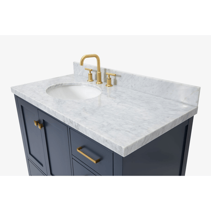 Ariel Cambridge  43" Modern Midnight Blue Left Offset Single Oval Sink Vanity