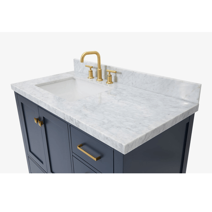 Ariel Cambridge  43" Modern Midnight Blue Left Offset Single Rectangle Sink Vanity