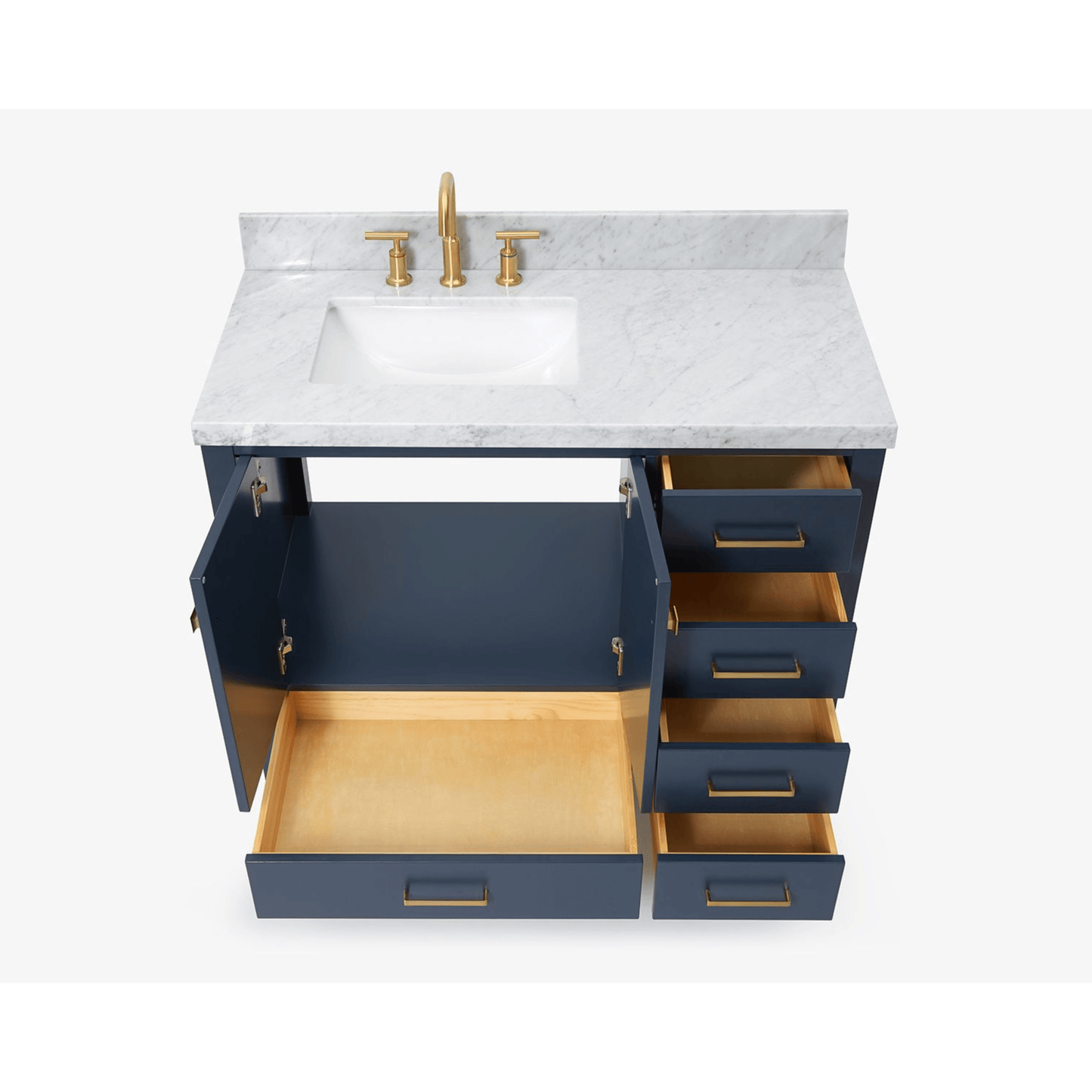 Ariel Cambridge  43" Modern Midnight Blue Left Offset Single Rectangle Sink Vanity