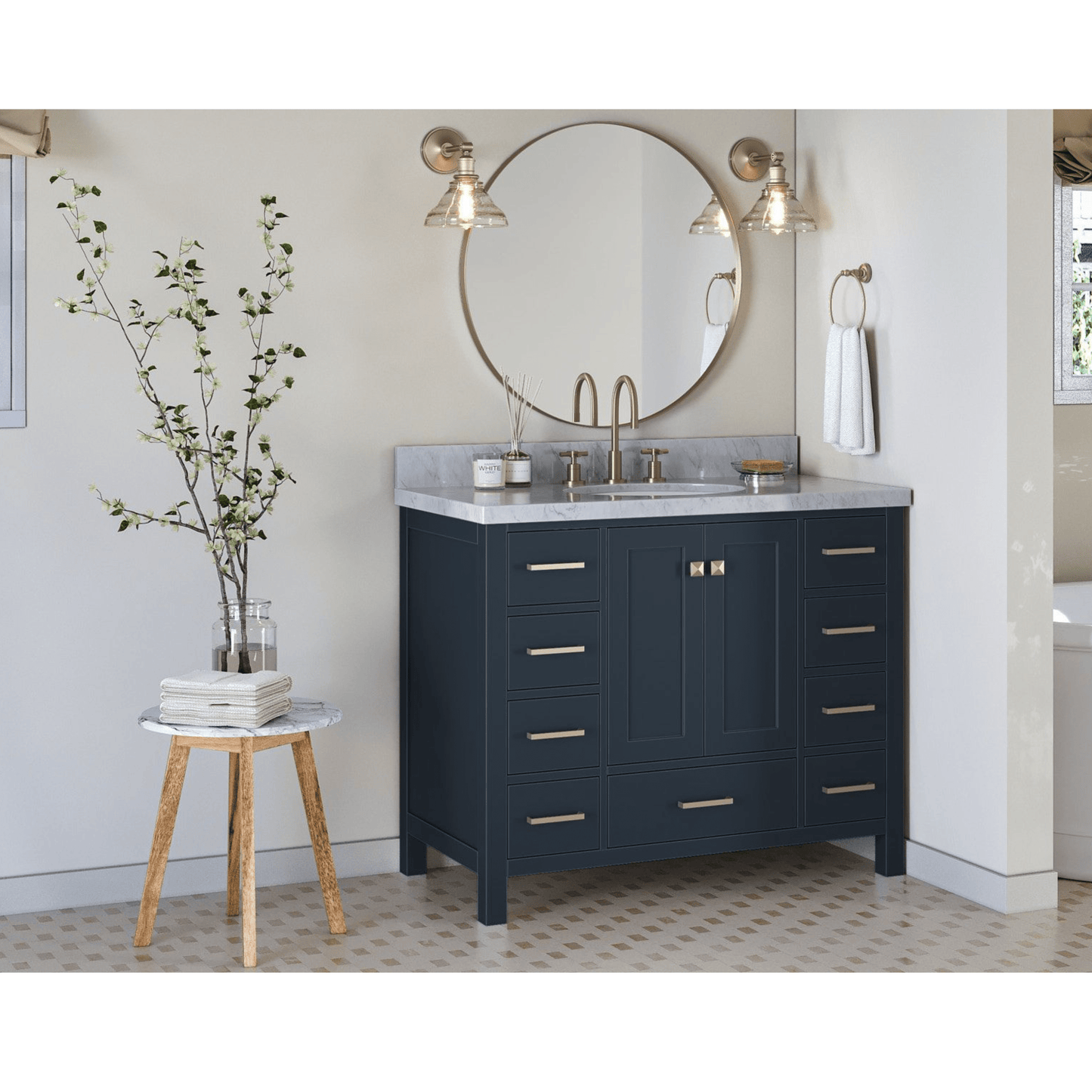 Ariel Cambridge  43" Modern Midnight Blue Single Oval Sink Vanity