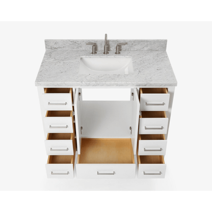 Ariel Cambridge  43" Modern White Single Rectangle Sink Vanity