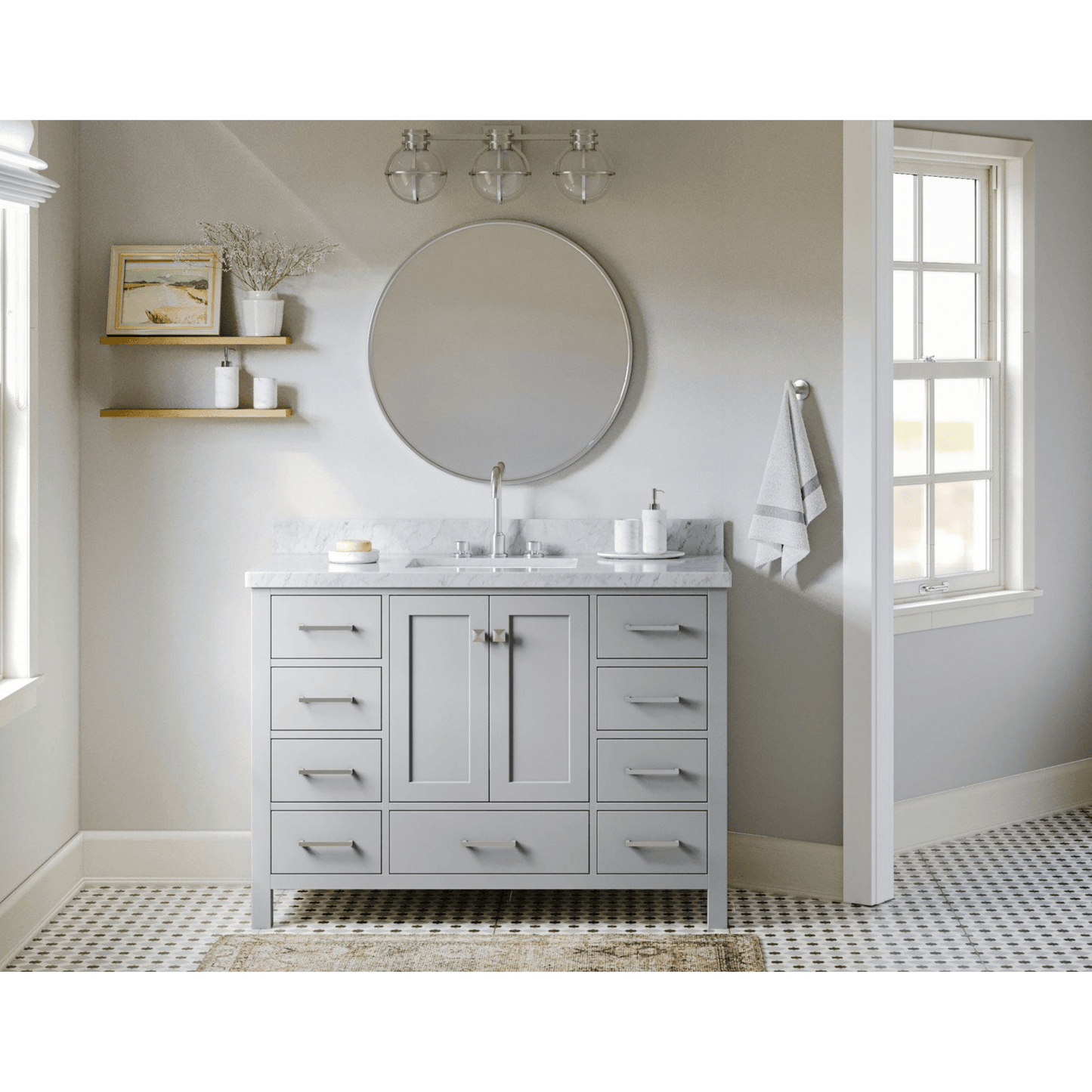 Ariel Cambridge  49" Modern Grey Single Rectangle Sink Vanity