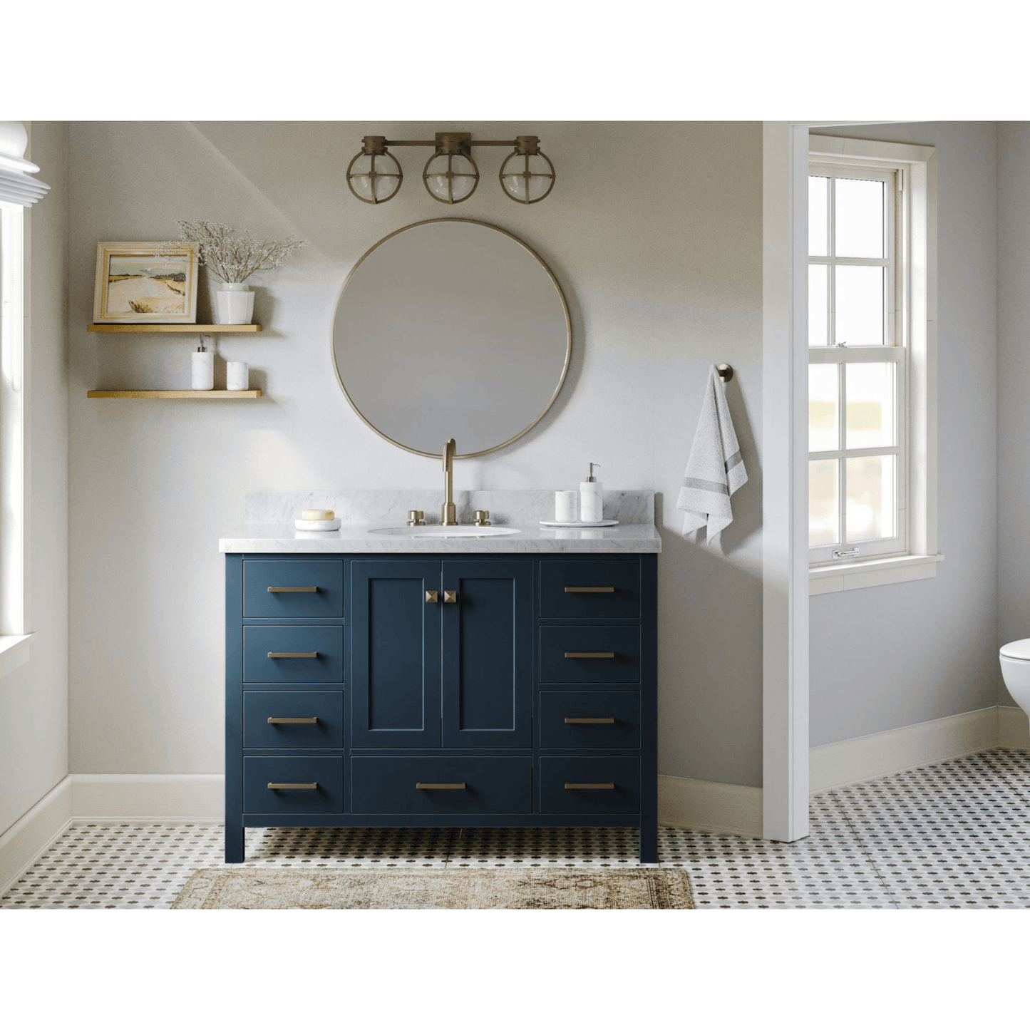 Ariel Cambridge  49" Modern Midnight Blue Single Oval Sink Vanity