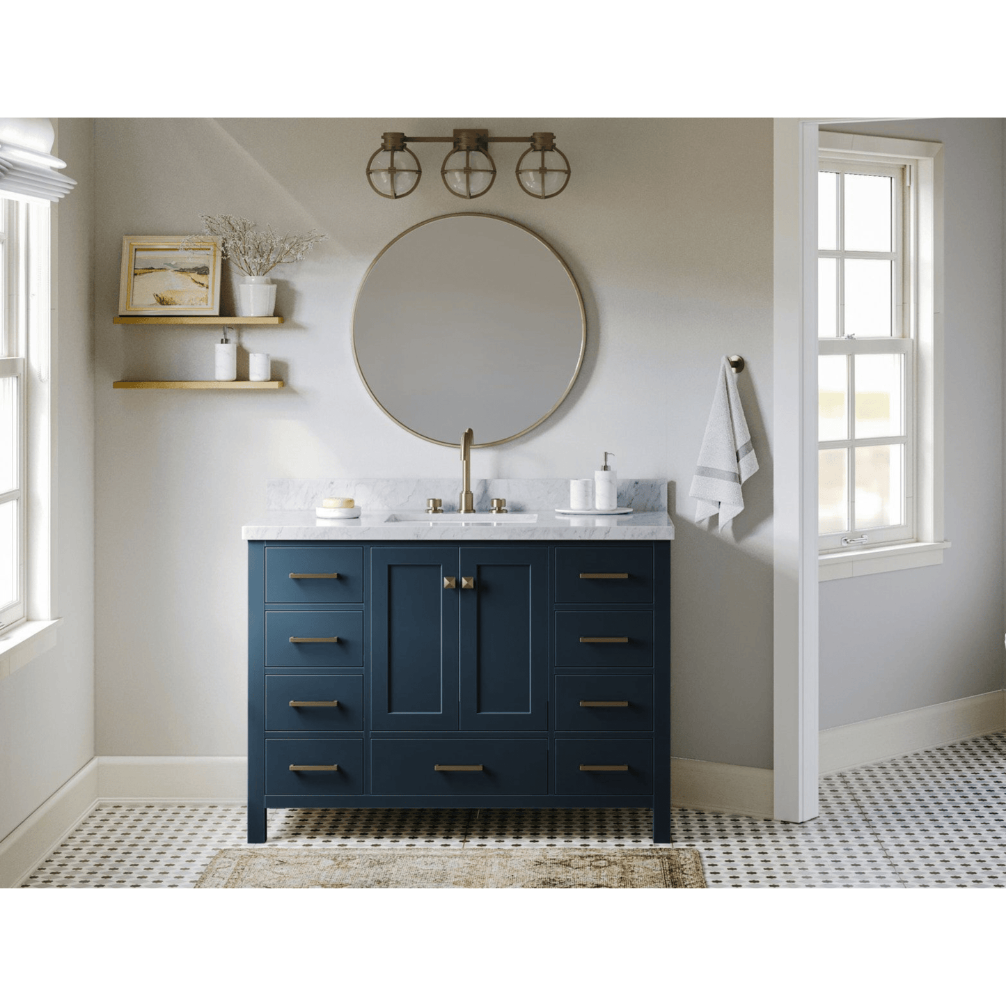 Ariel Cambridge  49" Modern Midnight Blue Single Rectangle Sink Vanity