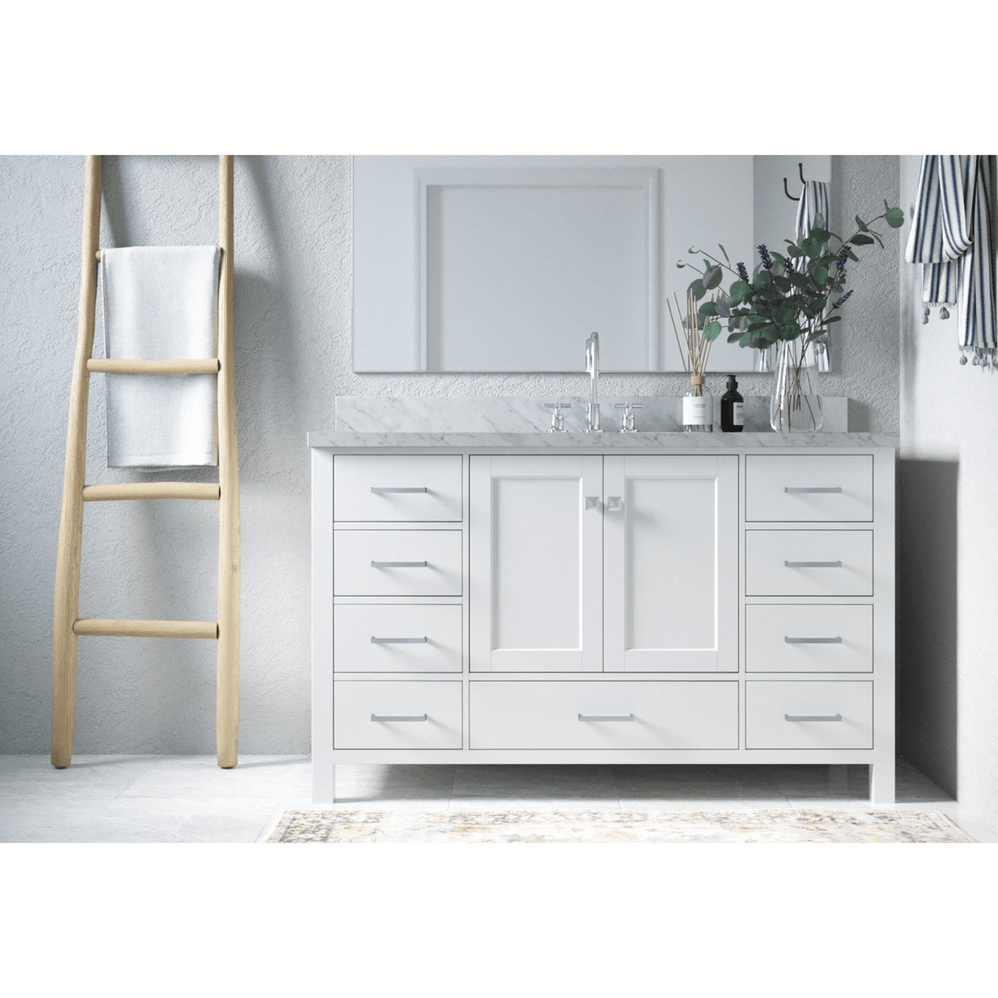 Ariel Cambridge  55" Modern White Single Oval Sink Vanity