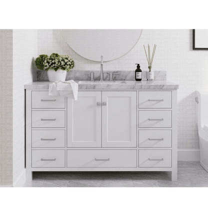 Ariel Cambridge  55" Modern White Single Rectangle Sink Vanity