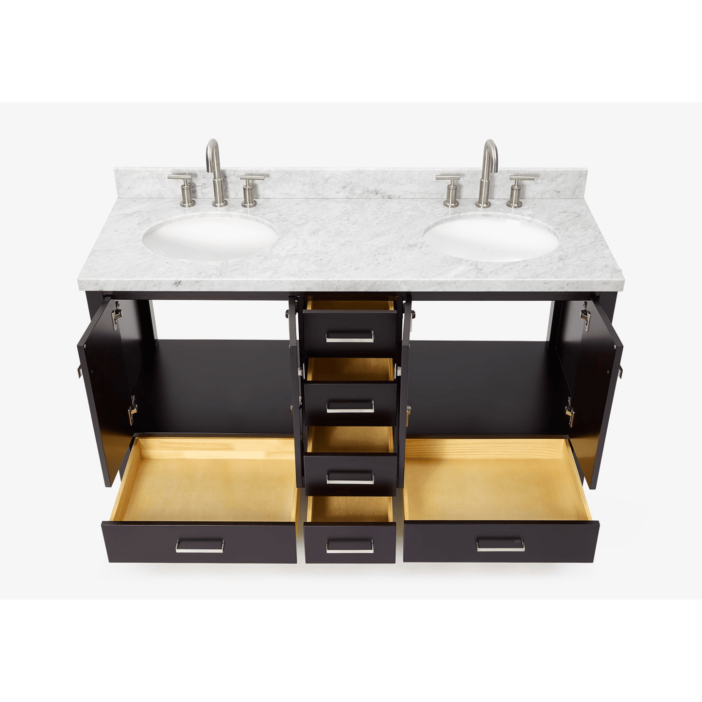 Ariel Cambridge  61" Modern Espresso Double Oval Sink Vanity