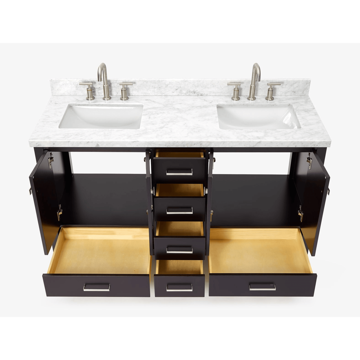Ariel Cambridge  61" Modern Espresso Double Rectangle Sink Vanity
