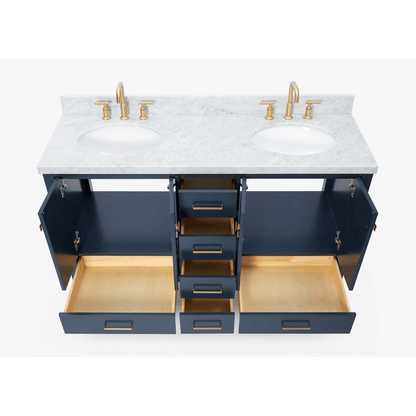 Ariel Cambridge  61" Modern Midnight Blue Double Oval Sink Vanity