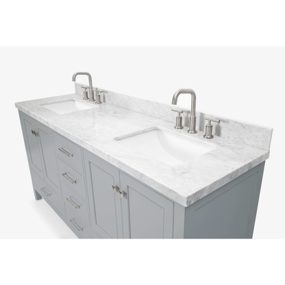 Ariel Cambridge 73" Modern Grey Double Rectangle Sink Vanity