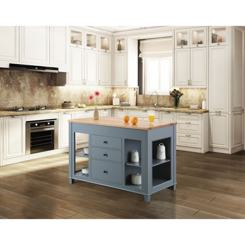 Medley Transitional Gray 54" Kitchen Island With Slide Out Table | KD-01-GY