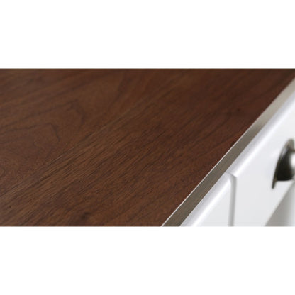 Monterey Traditional White 36" Kitchen Island With Dark Walnut Veneered Wood Countertop | KD-03-36-W-WD