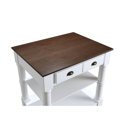 Monterey Traditional White 36" Kitchen Island With Dark Walnut Veneered Wood Countertop | KD-03-36-W-WD