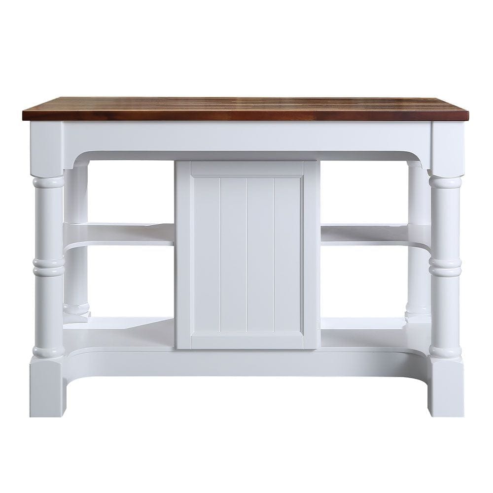 Monterey Traditional White 52" Kitchen Island With Espresso Wood Countertop | KD-03-52-W-WD