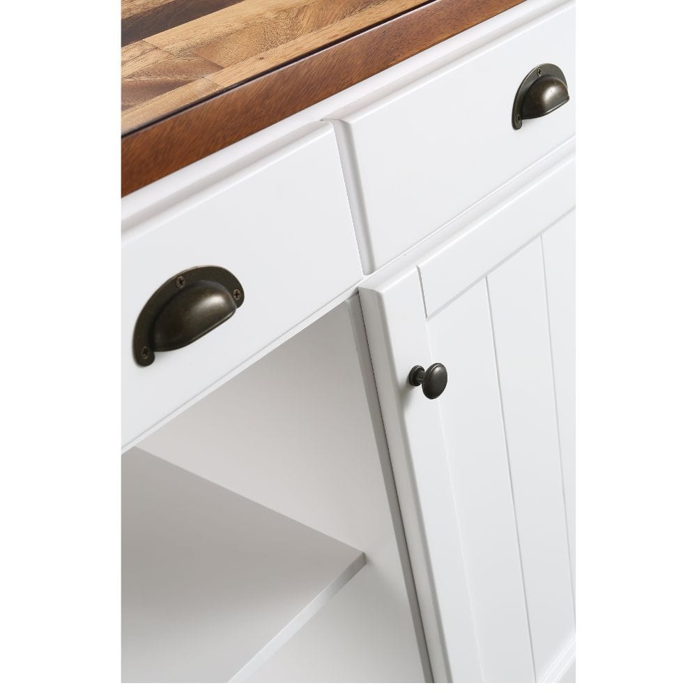 Monterey Traditional White 52" Kitchen Island With Espresso Wood Countertop | KD-03-52-W-WD