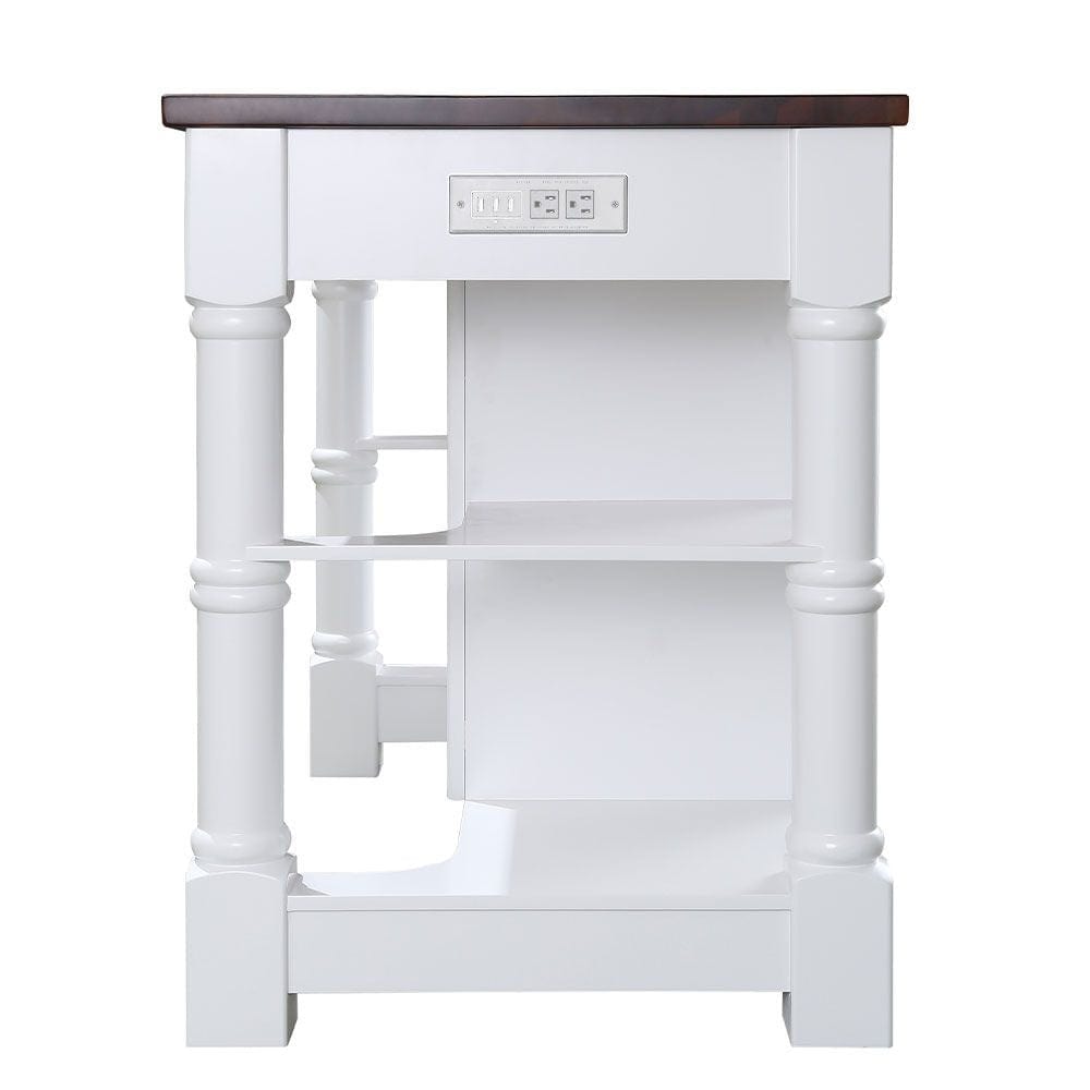 Monterey Traditional White 52" Kitchen Island With Espresso Wood Countertop | KD-03-52-W-WD