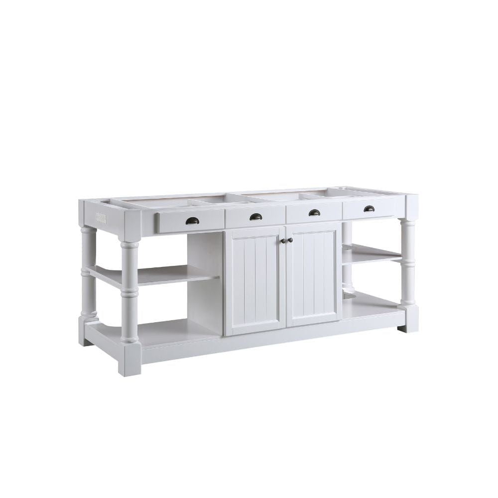 Monterey Traditional White 80" Kitchen Island With White Quartz Sintered Stone Countertop | KD-03-80-W-ST