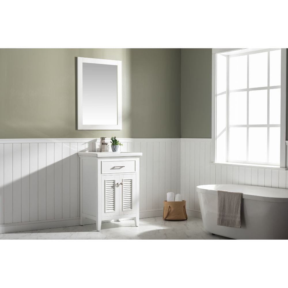 Cameron Transitional White 24" Single Sink Vanity | S09-24-WT