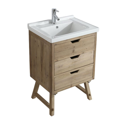 Design Element Fredric Traditional Natural 24" Single Sink Vanity | DEC4010-A-1