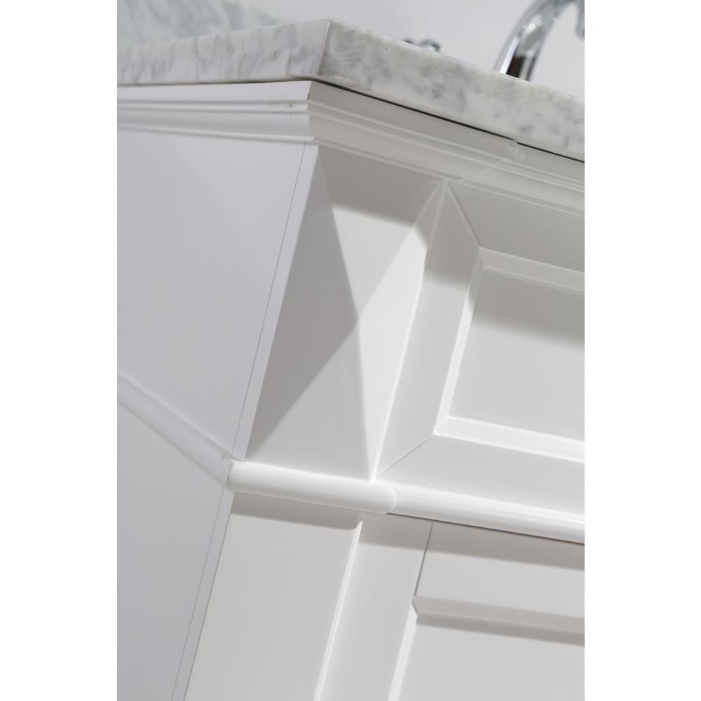 Design Element Hudson 72" Double Sink Vanity Set in White w/ Carrara Marble Countertop | Square Basin