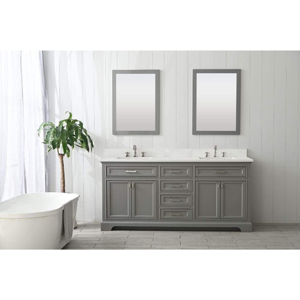 Design Element Milano 72" Gray Double Rectangular Sink Vanity | ML-72-GY