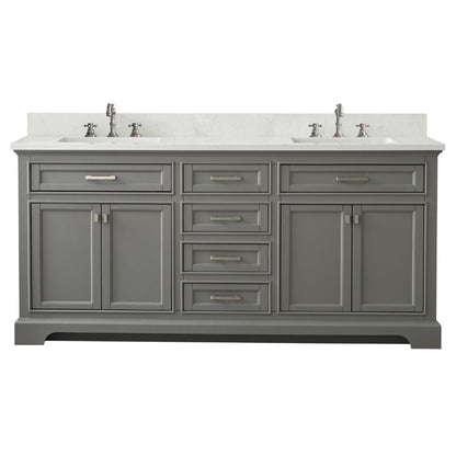 Design Element Milano 72" Gray Double Rectangular Sink Vanity | ML-72-GY