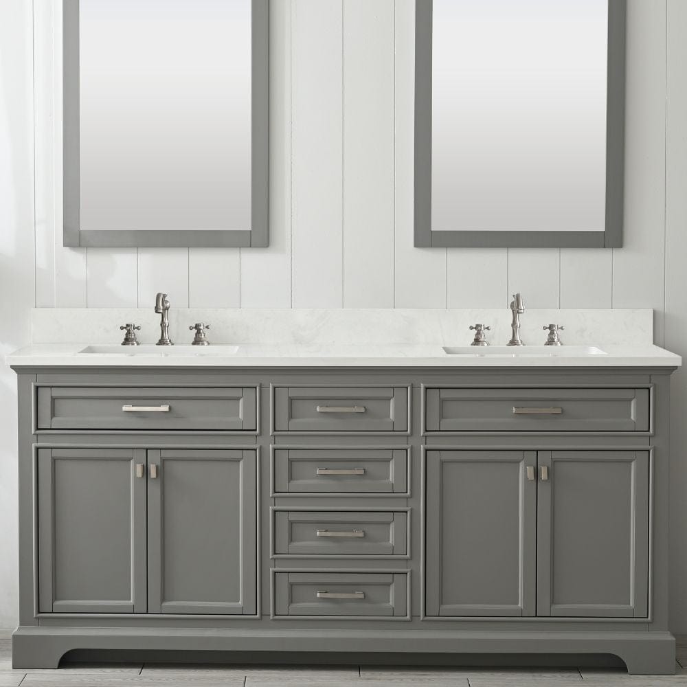 Design Element Milano 72" Gray Double Rectangular Sink Vanity | ML-72-GY