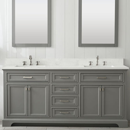 Design Element Milano 72" Gray Double Rectangular Sink Vanity | ML-72-GY