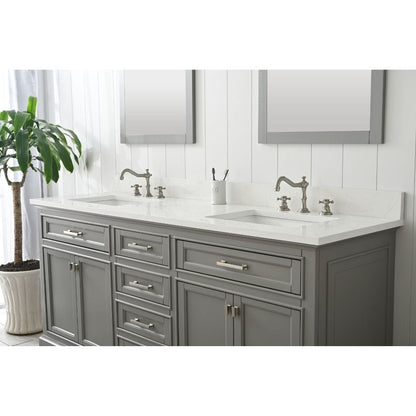 Design Element Milano 72" Gray Double Rectangular Sink Vanity | ML-72-GY