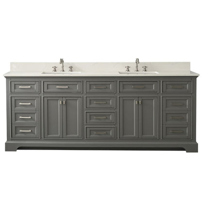 Design Element Milano 84" Gray Double Rectangular Sink Vanity | ML-84-GY