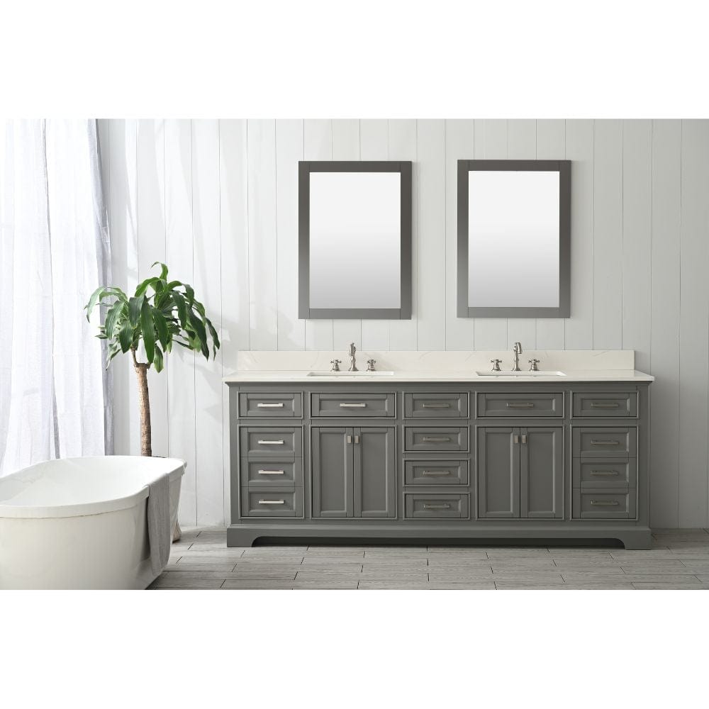 Design Element Milano 84" Gray Double Rectangular Sink Vanity | ML-84-GY