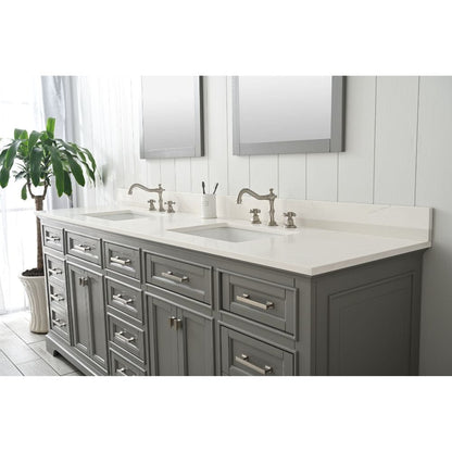 Design Element Milano 84" Gray Double Rectangular Sink Vanity | ML-84-GY