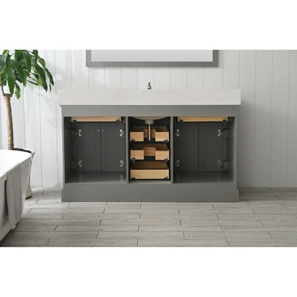 Design Element Milano Transitional Gray 60" Single Sink Vanity | ML-60S-GY