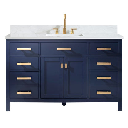 Design Element Valentino 54" Blue Single Rectangular Sink Vanity | V01-54-BLU