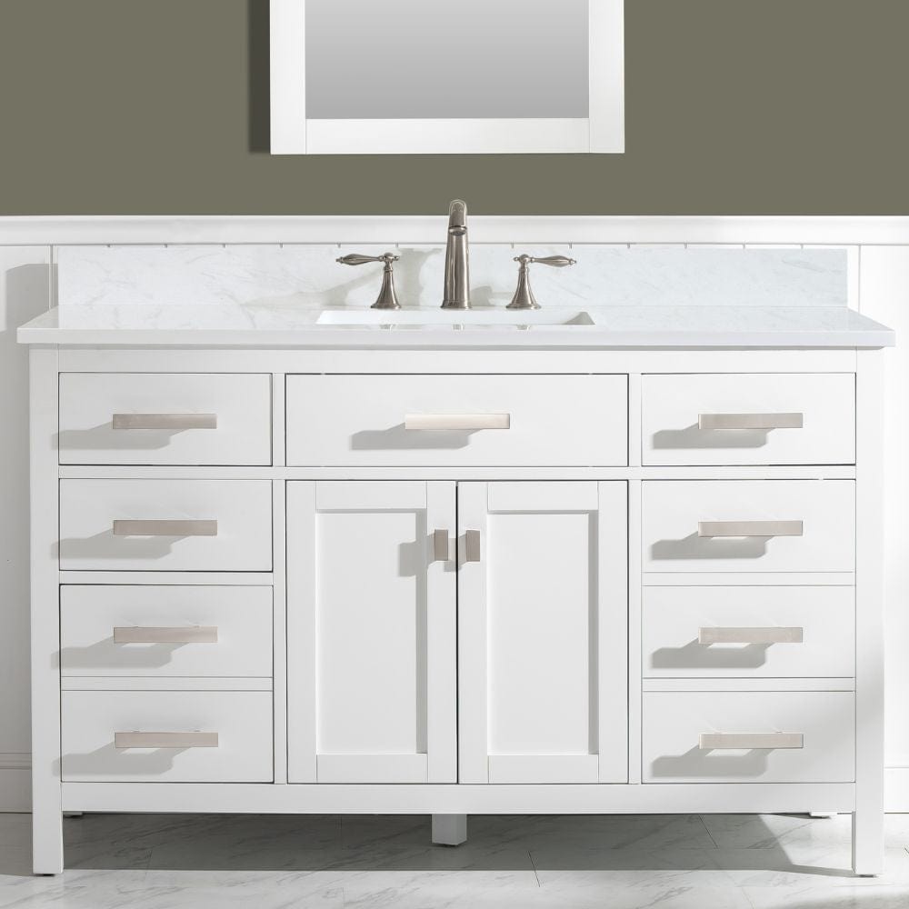 Design Element Valentino 54" White Single Rectangular Sink Vanity | V01-54-WT