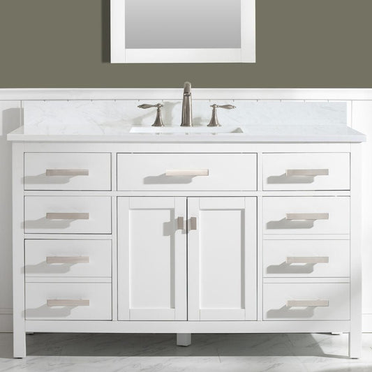 Design Element Valentino 54" White Single Rectangular Sink Vanity | V01-54-WT