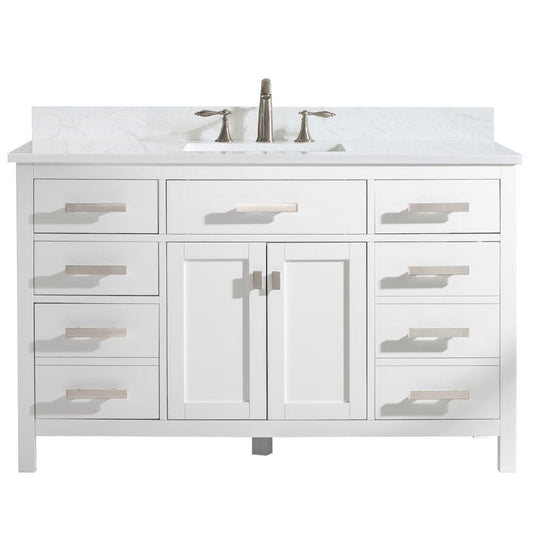 Design Element Valentino 54" White Single Rectangular Sink Vanity | V01-54-WT