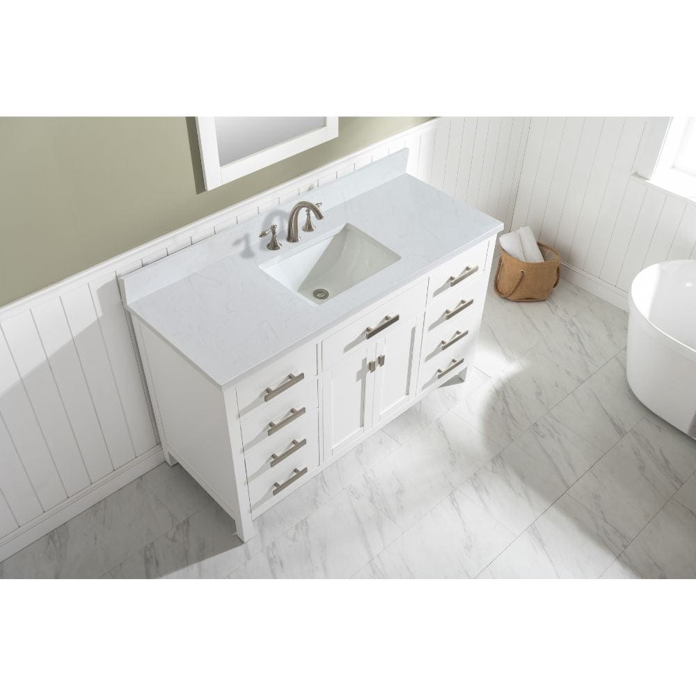 Design Element Valentino 54" White Single Rectangular Sink Vanity | V01-54-WT