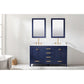 Design Element Valentino 60" Blue Double Rectangular Sink Vanity V01-60-BLU