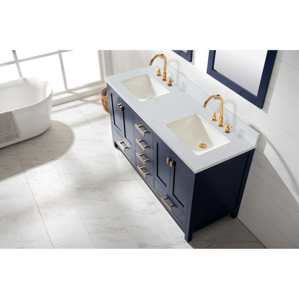 Design Element Valentino 60" Blue Double Rectangular Sink Vanity V01-60-BLU