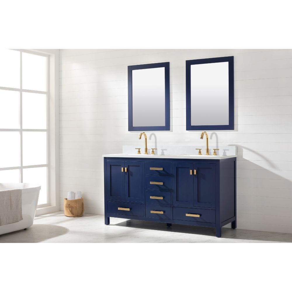 Design Element Valentino 60" Blue Double Rectangular Sink Vanity V01-60-BLU