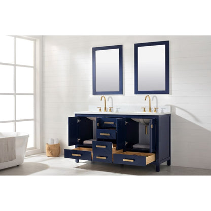 Design Element Valentino 60" Blue Double Rectangular Sink Vanity V01-60-BLU