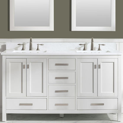 Design Element Valentino 60" White Double Rectangular Sink Vanity | V01-60-WT