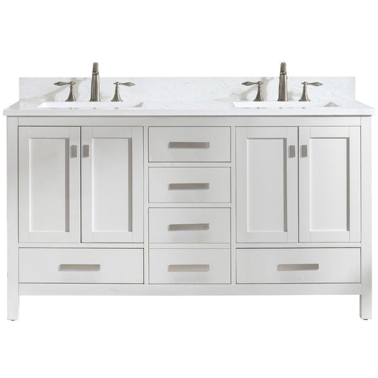 Design Element Valentino 60" White Double Rectangular Sink Vanity | V01-60-WT