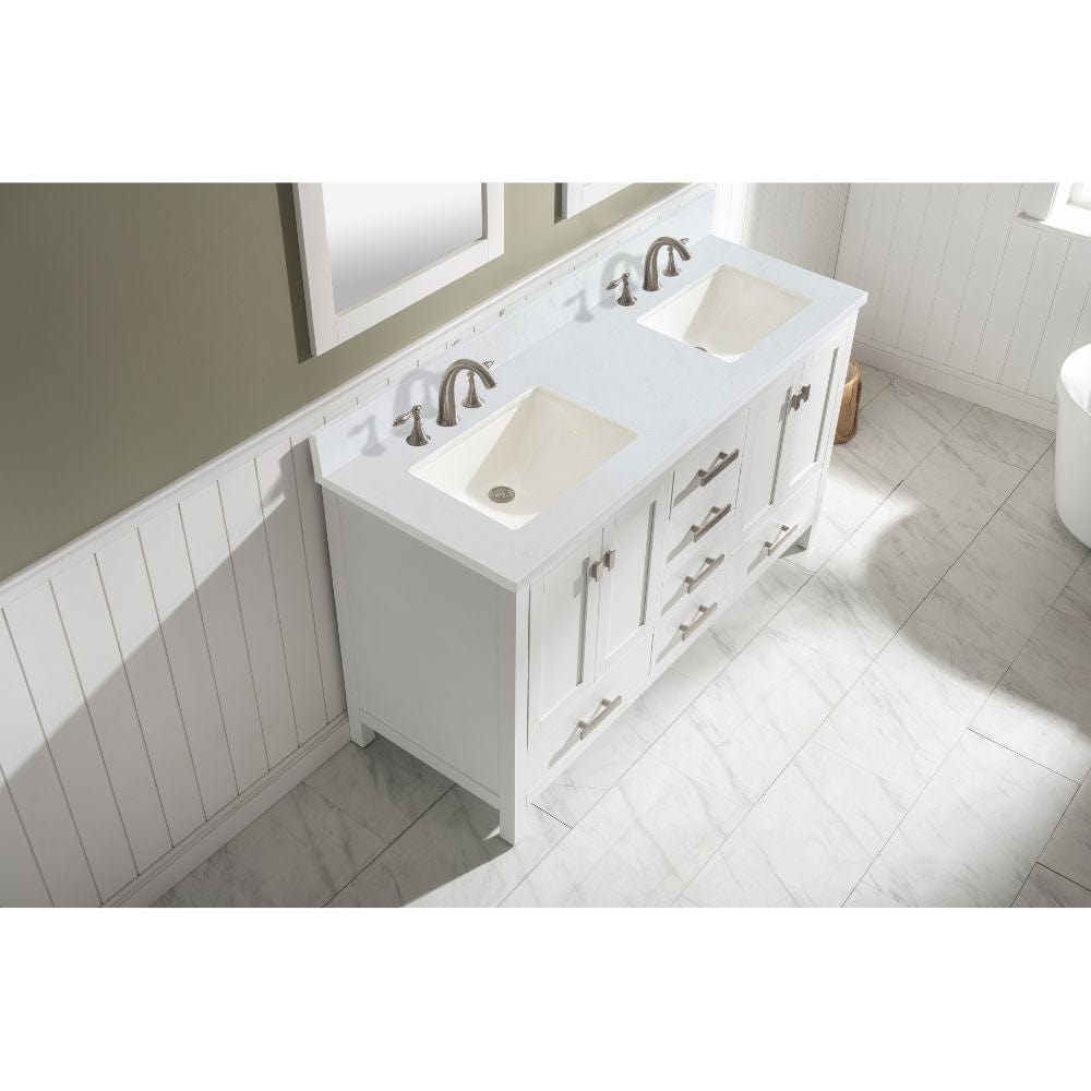 Design Element Valentino 60" White Double Rectangular Sink Vanity | V01-60-WT