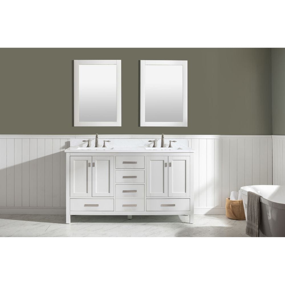 Design Element Valentino 60" White Double Rectangular Sink Vanity | V01-60-WT