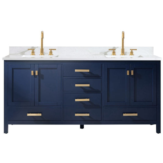 Design Element Valentino 72" Blue Double Rectangular Sink Vanity | V01-72-BLU